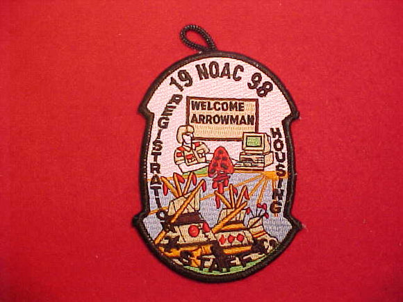 1998 NOAC PATCH, REGISTRATION STAFF, BLACK BORDER