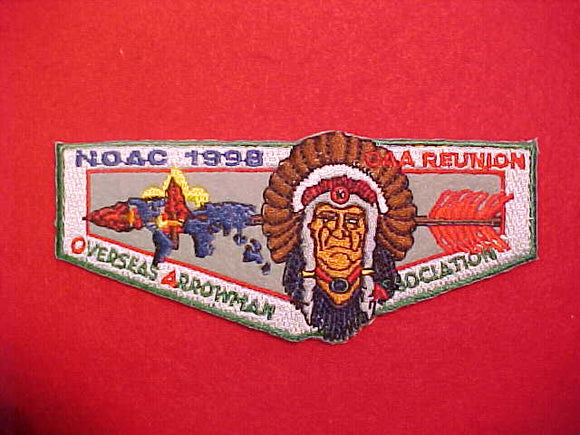 1998 NOAC POCKET FLAP, OVERSEAS ARROWMAN ASSOCIATION, GREEN BORDER