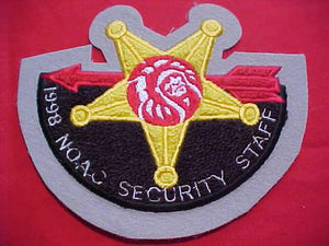 1998 NOAC PATCH (5.25 X 4.25"), SECURITY STAFF, CHENILLE