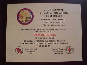 2006 NOAC STAFF CERTIFICATE, INDUCTIONS AND CEREMONIAL EVENTS