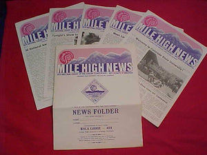 1979 NOAC BULLETINS, "MILE HIGH NEWS", COMPLETE SET OF 5 + FOLDER