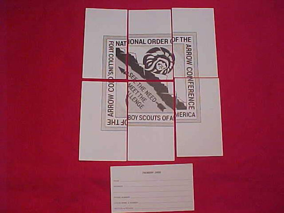 1979 NOAC FRIENDSHIP CARDS, SET OF 12, ONE SIDE IS FOR THE SCOUT TO FILL OUT W/ ADDRESS & OTHER SIDE WILL ASSEMBLE INTO A POSTER OF THE 1979 NOAC LOGO