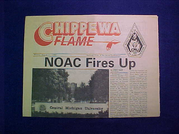 1986 NOAC CHIPPEWA FLAME BULLETIN, 8/11/86