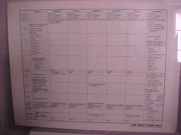 PLANNING CHART, CAMP DURANT, 1950'S-60'S, 22 X 17