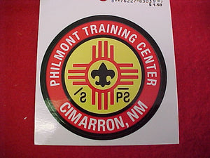 Philmont Training Center Sticker. Yellow Inner Circle,  3.5 x 4.25"