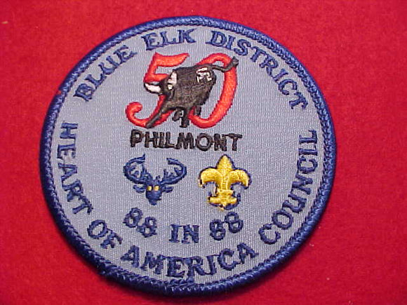 PHILMONT PATCH, 1988, HEART OF AMERICA COUNCIL, BLUE ELK DISTRICT