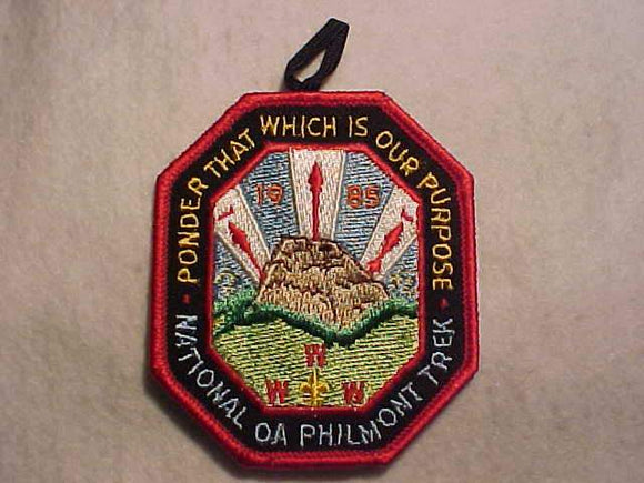 PHILMONT PATCH, 1985 NATIONAL OA PHILMONT TREK, W/ BUTTON LOOP