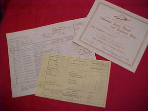 PHILMONT SCOUT RANCH ROSTER OF INDIVIDUAL EXPEDITIONS, W/ MAP, RECEIPT & CERTIFICATE, USED