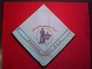 PHILMONT TOUR NECKERCHIEF, MINUTEMAN COUNCIL CONTINGENT, 1970, NEVER WASHED CONDITION