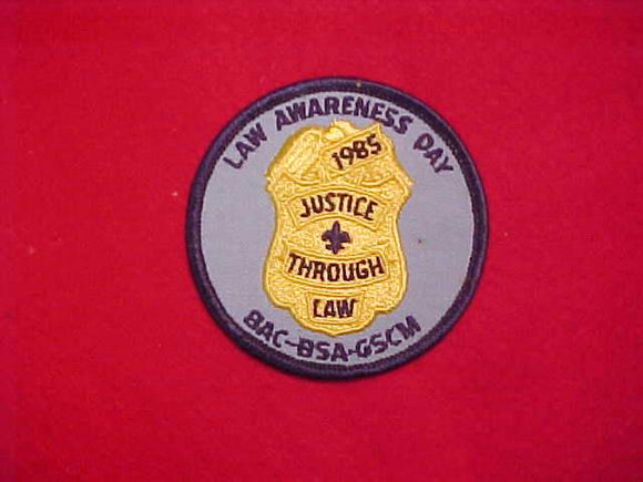 POLICE PATCH, MARYLAND, BALTIMORE AREA COUNCIL LAW AWARENESS DAY, 1985