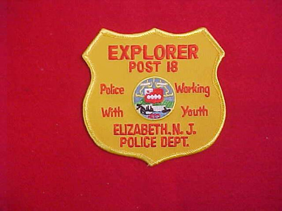 POLICE PATCH, NEW JERSEY, ELIZABETH POLICE DEPT EXPLORER POST 18