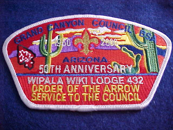 Grand Canyon sa6, 50th Anniv., 1950-2000, Wipala Wiki Lodge 432, Arizona
