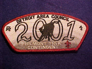 DETROIT AREA C. SA-56, 2001, PHILMONT TREK CONTIGENT, RED MYLAR BDR.