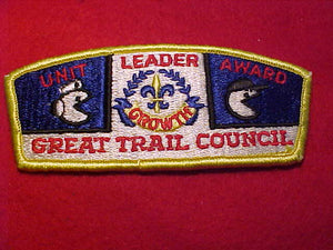 GREAT TRAIL C. SA-13, UNIT LEADER AWARD, GROWTH, PAC MAN, 1983