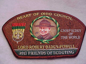 HEART OF OHIO C. SA37.2, LORD ROBERT BADEN-POWELL-CHIEF SCOUT OF THE WORLD, 2011 FOS