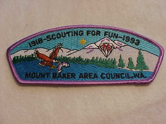 MT. BAKER AREA C., SA-21, 1918-1993, SCOUTING FOR FUN, PURPLE BDR.
