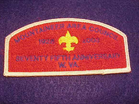 MOUNTAINEER AREA C., 1928-2003, CHENILLE, 100 MADE, GUIDEBOOK VALUE $100-110