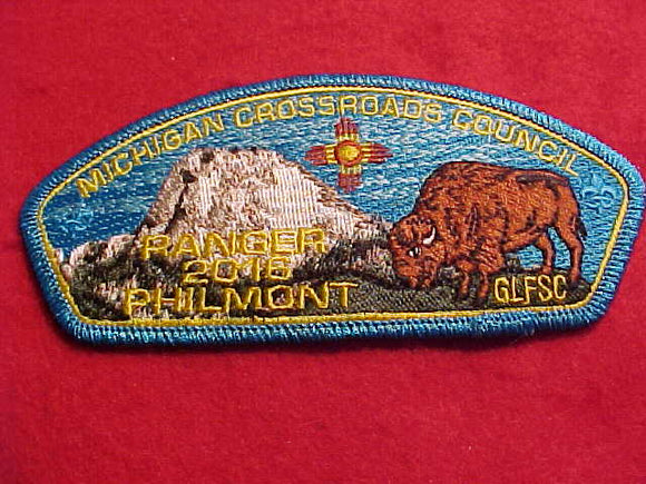 GREAT LAKES FSC SA-62, MICHIGAN CROSSROADS C., RANGER, 2016 PHILMONT, BLUE MYL. BDR.