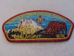 GREAT LAKES FSC SA-63, MICHIGAN CROSSROADS C., TOUR DIRECTOR, 2016 PHILMONT, RED MYL. BDR.