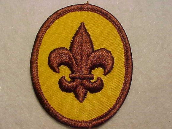 SCOUT RANK, TYPE 1B, YELLOW CLOTH, BROWN EMBROIDERY, 32 X 40MM, FDL