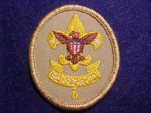 FIRST CLASS RANK, TYPE 15A, VERTICAL STITCHED SCROLL, 1989, CLEAR PLASTIC OVER GAUZE BACK