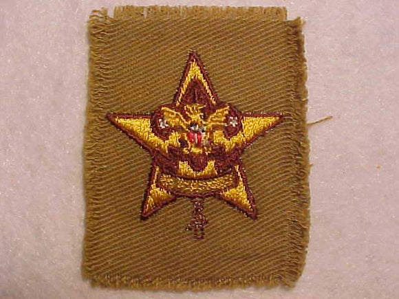 STAR RANK, TYPE 10A, COFFEE/TAN CLOTH, 2 RED STRIPES IN SHIELD, 1930'S-42, USED