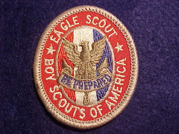 EAGLE RANK, TYPE 12A, NO BORDERS ON WHITE STRIPE BETWEEN RED AND BLUE, CLEAR PLASTIC BACK, 1990-2000