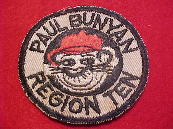 REGION 10 PATCH, PAUL BUNYAN, LATE 1940'S, USED