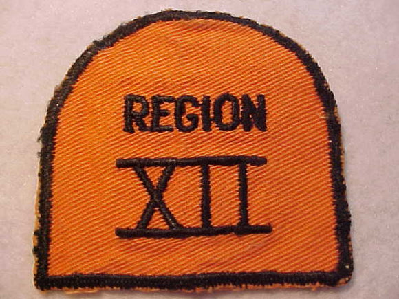 REGION 12 PATCH, ISSUED TO SCOUT LEADERS AT 1950 NJ, USED