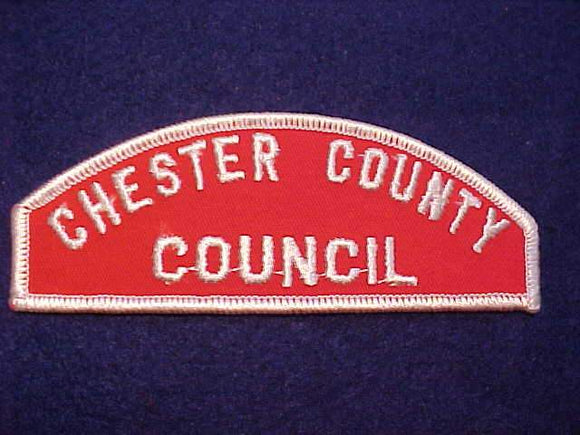 RED/WHITE STRIP, CHESTER COUNTY/COUNCIL, ROLLED BDR., PLASTIC BACK OVER GAUZE