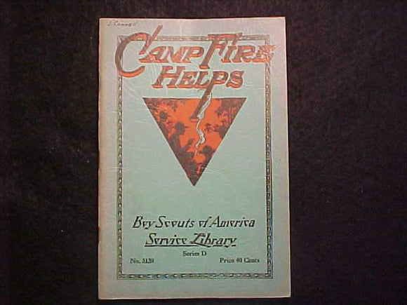 BSA SERVICE LIBRARY BOOKLET, CAMP FIRE HELPS, SERIES D.