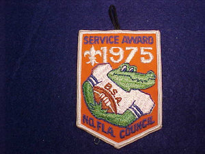 UNIVERSITY OF FLORIDA, NORTH FLORIDA COUNCIL SERVICE AWARD PATCH, 1975
