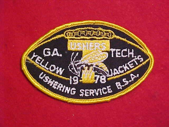 1978 GEORGIA TECH USHERS PATCH, YELLOW JACKETS USHERING SERVICE