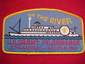 U. S. GRANT PILGRIMAGE JACKET PATCH, 1991, 37TH ANNUAL, YELLOW BDR.