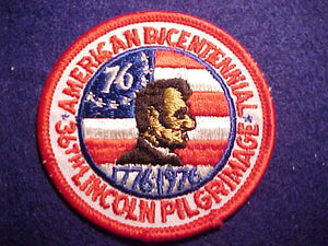 LINCOLN PILGRIMAGE, 1976, AMERICAN BICENTENNIAL