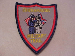 CHICKAMAUGA MILITARY TRAIL PATCH, 3 X 4" SHIELD SHAPE, COMPUTER DESIGN