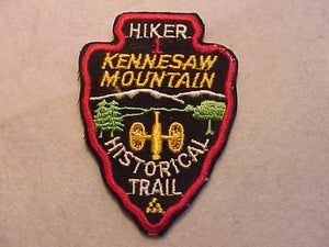 KENNESAW MOUNTAIN HISTORICAL TRAIL PATCH, HIKER 1, CUT EDGE, MINT COND.