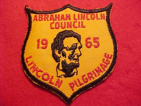 LINCOLN PILGRIMAGE PATCH, 1965, ABRAHAM LINCOLN COUNCIL