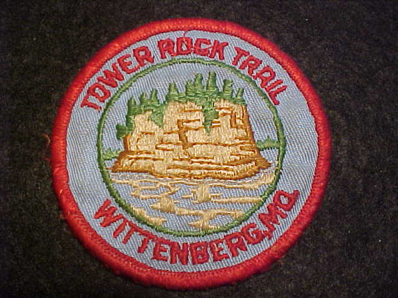 TOWER ROCK TRAIL PATCH, WITTENBERG, MO., USED
