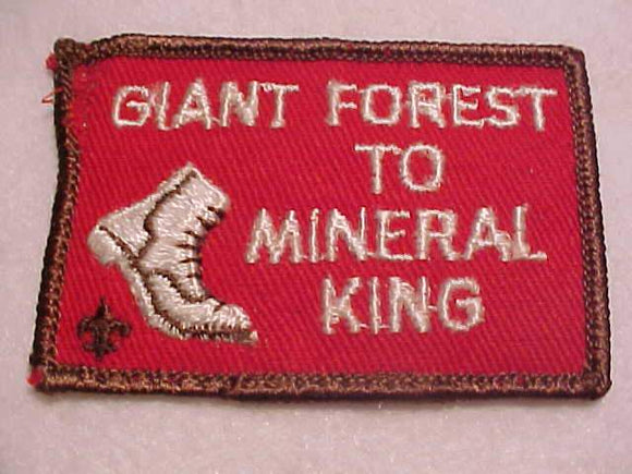 GIANT FOREST TO MINERAL KING PATCH, POOR COND.