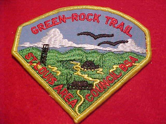 GREEN-ROCK TRAIL PATCH, ST. LOUIS COUNCIL, FLAT ROLLED BDR.