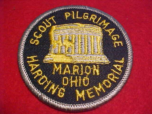 HARDING MEMORIAL SCOUT PILGRIMAGE PATCH, MARION, OHIO, NAVY TWILL/GRAY BDR.