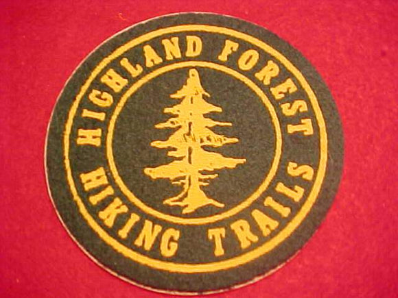 HIGHLAND FOREST HIKING TRAILS PATCH, FELT, PEEL & STICK BACKING