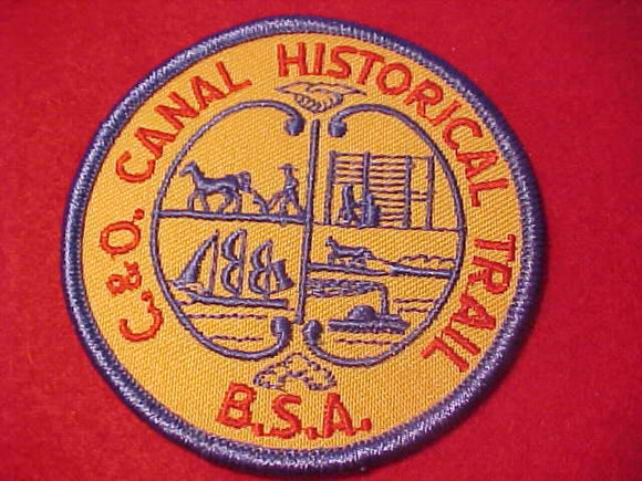 C & O CANAL HISTORICAL TRAIL PATCH, ORANGE TWILL BKGR.