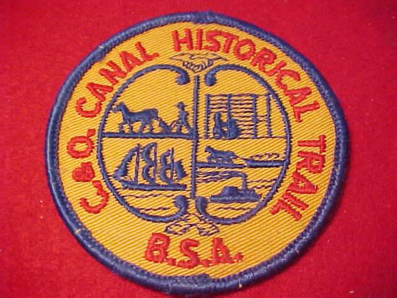 C & O CANAL HISTORICAL TRAIL PATCH, ORANGE TWILL BKGR., USED
