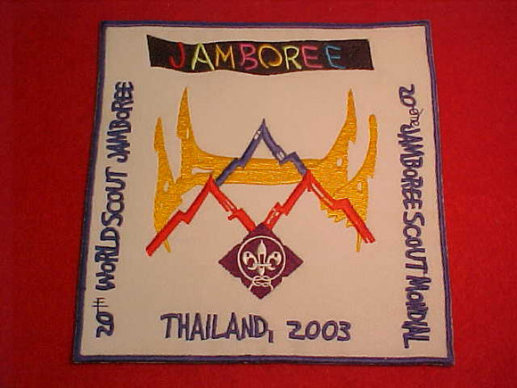 2003 WJ JACKET PATCH, WHITE TWILL, SOLD AT TRADING POST, 160 X 158MM