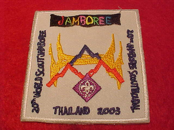 2003 WJ PATCH, SOUVENIR, WHITE TWILL, NO COMMA AFTER THAILAND