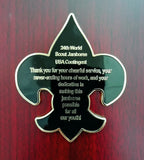 2019 WJ INTERNATIONAL SERVICE TEAM "THANK YOU" AWARD, 3X3.5"COLORED HEAVY METAL EMBLEM IN HINGED PRESENTATION BOX (BOX IS 5.5X6.5X1.5")