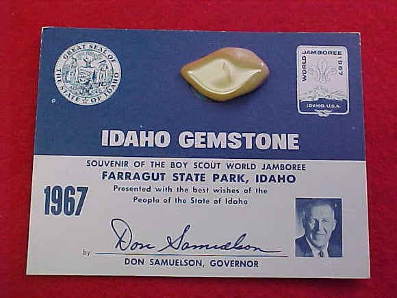 1967 WJ IDAHO GEMSTONE SOUVENIR ON CARD
