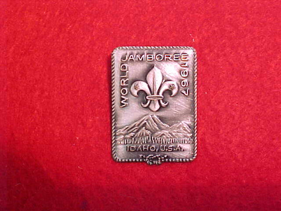 1967 WJ PIN, OFFICIAL PATICIPANT, ISSUED 1 PER SCOUT, SILVER, 25X 35 MM